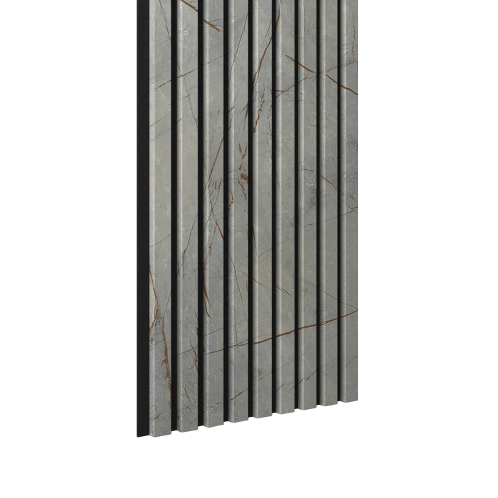 Riflaj MDF decorativ LDA PREMIUM de tip Panou Acustic, Marmura cu insertii aurii, 260x40 cm [1]