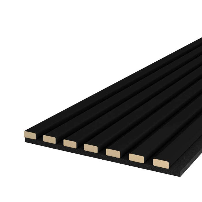 Riflaj MDF decorativ LDA PREMIUM de tip Panou Acustic, Negru, 260x40 cm [2]