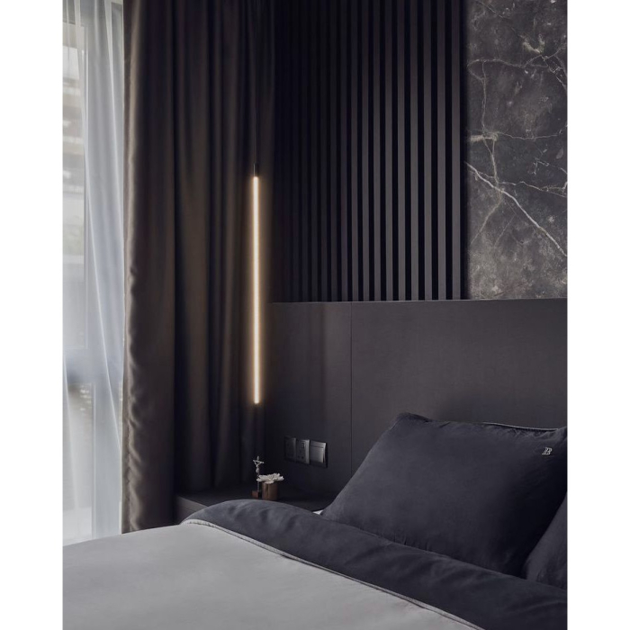 Riflaj MDF decorativ LDA PREMIUM de tip Panou Acustic, Negru, 260x40 cm [11]