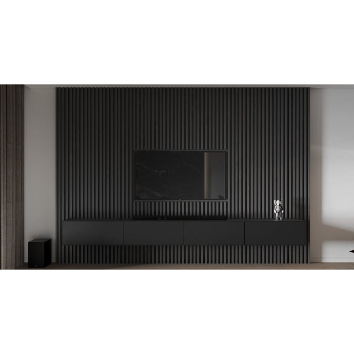 Riflaj MDF decorativ LDA PREMIUM de tip Panou Acustic, Negru, 260x40 cm [5]