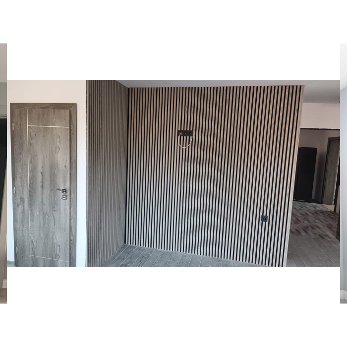 Riflaj MDF decorativ LDA PREMIUM de tip Panou Acustic, Stejar Grafit, 260x40 cm [4]