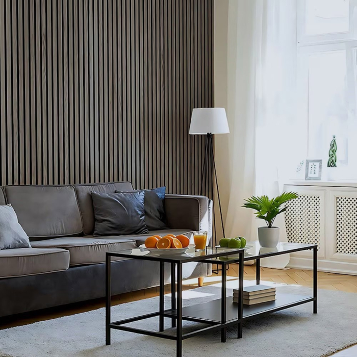 Riflaj MDF decorativ LDA PREMIUM de tip Panou Acustic, Stejar Grafit, 260x40 cm [3]