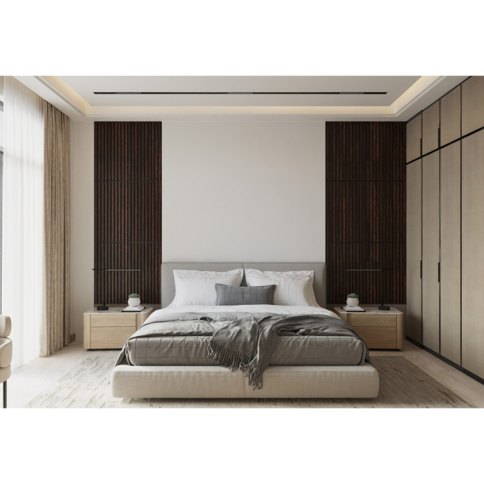 Riflaj MDF decorativ LDA PREMIUM de tip Panou Acustic, Stejar Maro inchis, 260x40 cm [2]