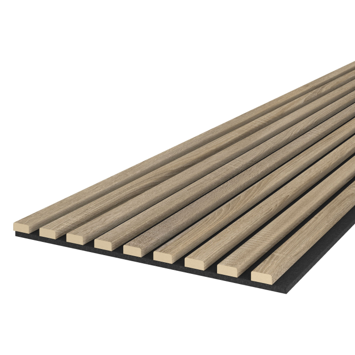 Riflaj MDF decorativ LDA PREMIUM de tip Panou Acustic, Stejar Sonoma, 260x40 cm [2]