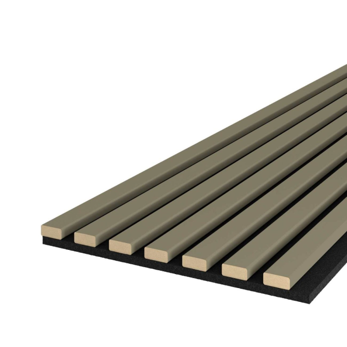 Riflaj MDF decorativ LDA PREMIUM de tip Panou Acustic, Verde Masliniu, 260x40 cm [2]