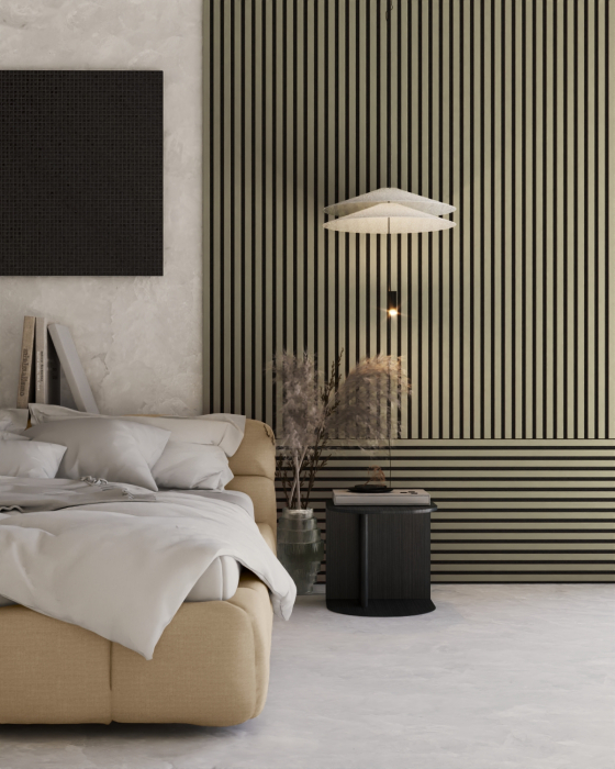 Riflaj MDF decorativ LDA PREMIUM de tip Panou Acustic, Verde Masliniu, 260x40 cm [4]