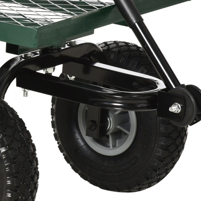  Roaba de Gradina cu Maner si 4 Roti Mari, Capacitate 150 kg, 94x48,5x100 cm, Verde [8]