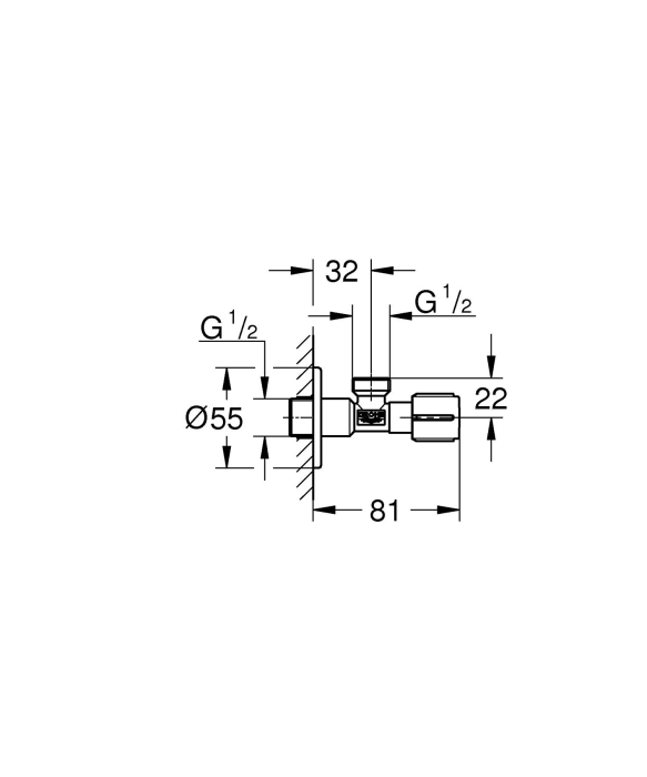 Robinet coltar Grohe 22041A00, 1/2'' x 1/2'', neutru, lucios, grafit [3]