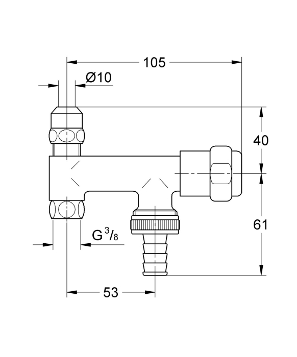 Robinet coltar Grohe 41030000, 105 mm, 101 mm, 1 nr iesiri, 3/8 diametru alimentare, 3/8 diametru iesire 1, Crom [2]