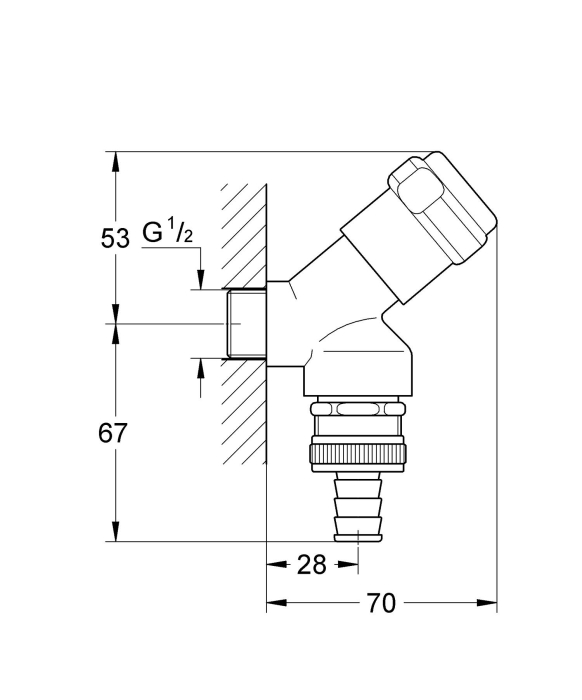Robinet coltar Grohe 41190000, 70 mm, 120 mm, 1 nr iesiri, 1/2 diametru alimentare, 3/4 diametru iesire 1, Crom [2]
