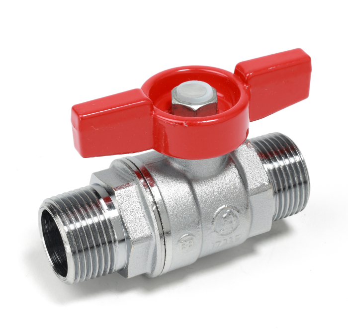 Robinet cu bila Giacomini R253X005, filet exterior 1” x 1”, maner tip T rosu, pentru instalatii termice, alama cromata [1]