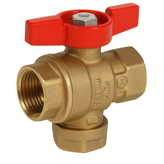 Robinet cu bila Giacomini R701FY024, 3/4” filet interior x 3/4” filet interior, cu filtru integrat, alama, maner tip fluture rosu [1]