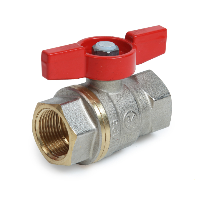 Robinet cu bila Giacomini R951X023 DADO, filet interior–interior 1/2”, alama nichelata, maner tip T rosu [1]