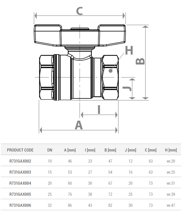 Robinet cu bila pentru gaz Giacomini R731GAX005, filet interior 1", cu maner tip T galben, nichelat, alama [2]