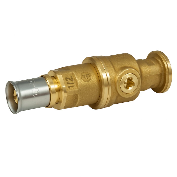 Robinet cu bila semiolandez Giacomini RM252Y003, 1" x (16x2), cu racorduri prin presare, alama [1]