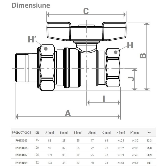 Robinet cu olandez si cu bila Giacomini R919X003, DADO, filet interior-exterior 1/2", pentru instalatii termice si de racire, alama nichelata [2]