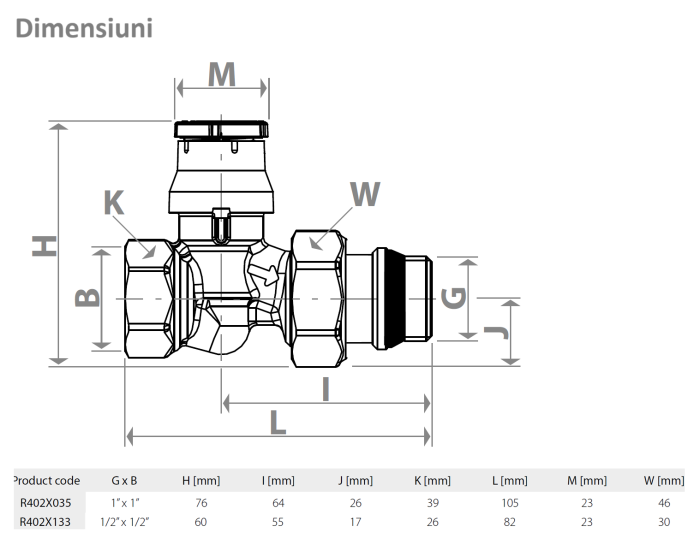 Robinet drept cu optiune termostatica Giacomini R402X133, filet exterior 1/2” x filet interior 1/2”, alama cromata [2]