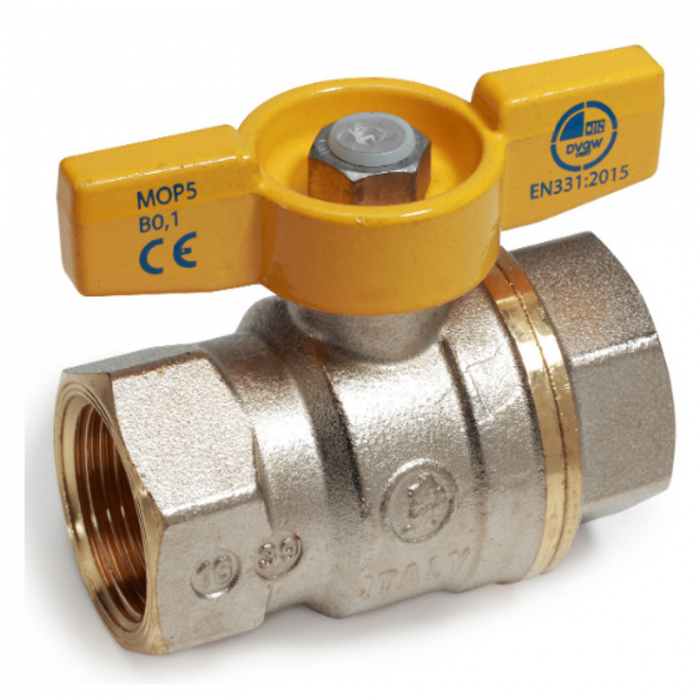 Robinet pentru gaz tip fluture Giacomini R731GAX003, dimensiune 1/2, Filet Interior - Filet Interior, Alama [1]