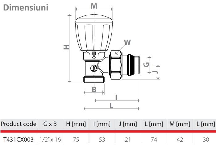 Robinet unghiular micrometric Giacomini T431C, 1/2” x 16, crom lucios, cu optiune termostatica, pentru portprosop [3]