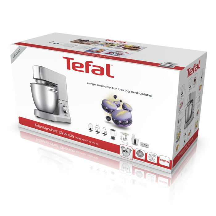 Robot de bucatarie planetar Masterchef Grande TEFAL QB813D38, 1500 W, 8 viteze, bol 6.7 l, 6 accesorii, argintiu [18]