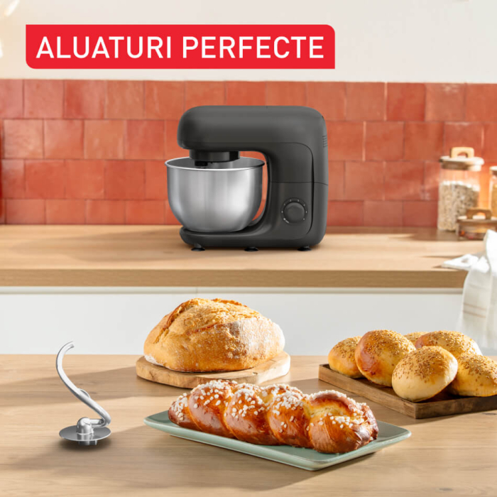 Robot de bucatarie Tefal Bake Essential QB161H38, 800W, capacitate vas 4.8 L, 3 functii - tel, accesoriu incorporare, carlig aluaturi grele, 6 tre [5]