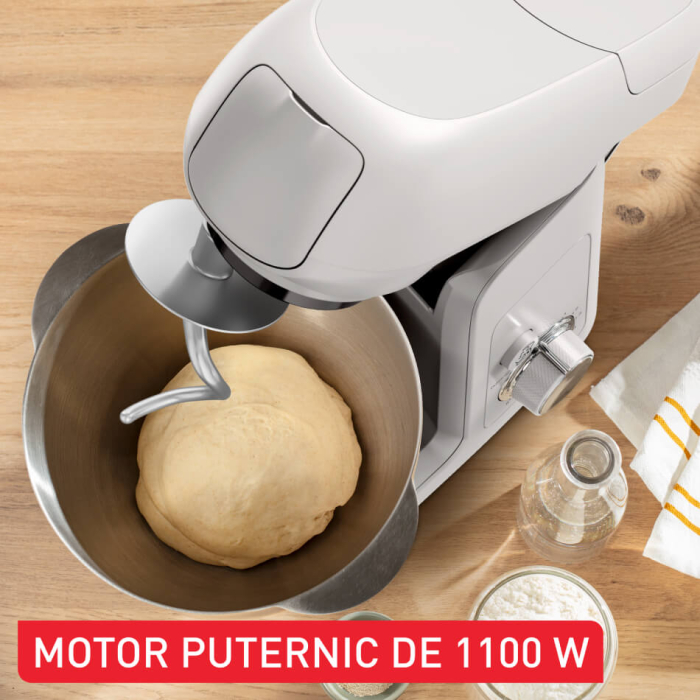 Robot de bucatarie Tefal Bake Partner QB525B38, 1100W,  4.6L, 8 trepte de viteza, functie Pulse, rasnita, tocator carne, tel, carlig aluatur [5]