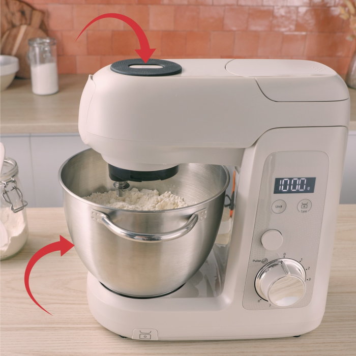 Robot de bucatarie Tefal Bake Partner+ QB540BF0, 1100 W, 4.6 L, 8 trepte de viteza, cantar incorporat, functie Pulse, functie Smart Bake Detect, tel,  [12]