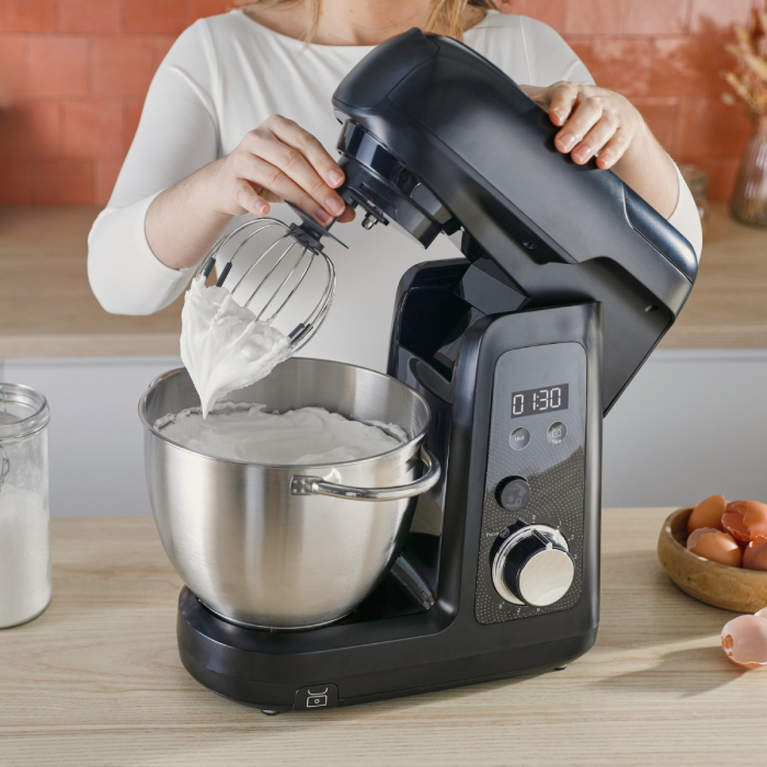 Robot de bucatarie Tefal Bake Partner+ QB5458F0, 1100 W, 4.6 L, cantar incorporat, functie Smart Bake Detect, accesorii complete, negru [7]