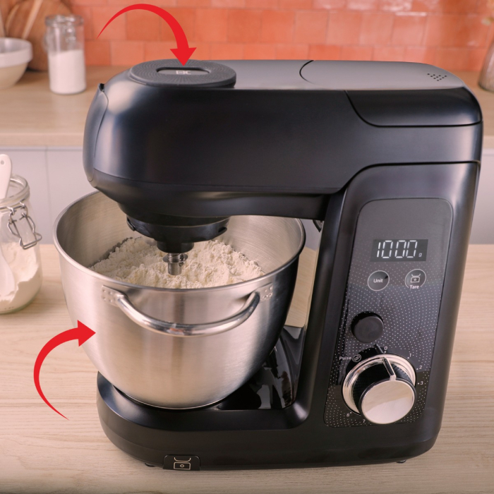 Robot de bucatarie Tefal Bake Partner+ QB5458F0, 1100 W, 4.6 L, cantar incorporat, functie Smart Bake Detect, accesorii complete, negru [2]
