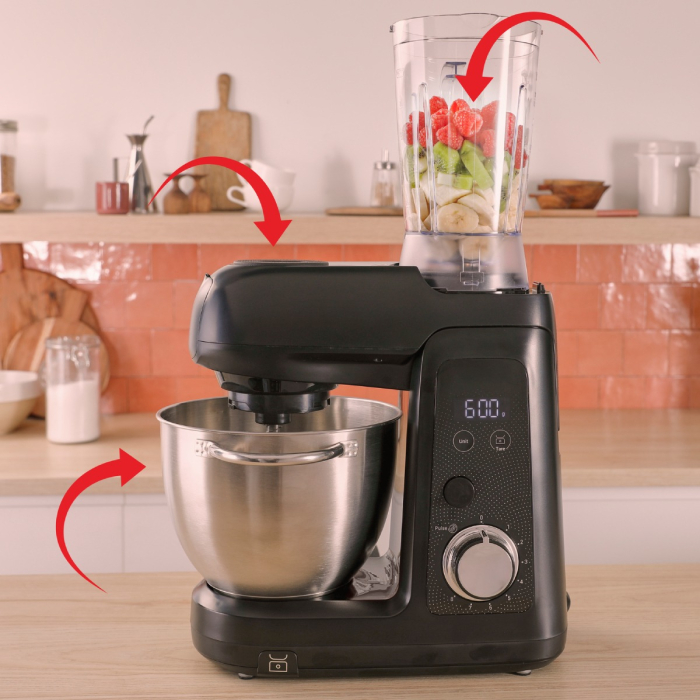Robot de bucatarie Tefal Bake Partner+ QB5458F0, 1100 W, 4.6 L, cantar incorporat, functie Smart Bake Detect, accesorii complete, negru [5]