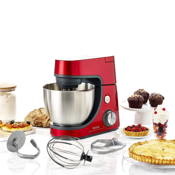 Robot de bucatarie TEFAL MasterChef Gourmet QB516G38, vas 4.6l, blender 1.5l, 1100W, 8 trepte viteza, rosu-argintiu [5]