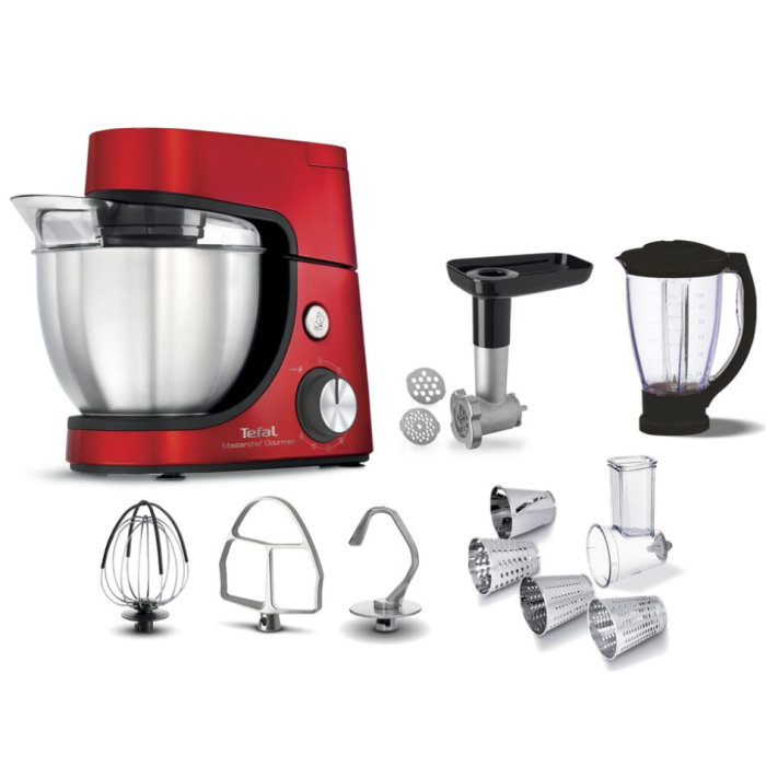 Robot de bucatarie TEFAL MasterChef Gourmet QB516G38, vas 4.6l, blender 1.5l, 1100W, 8 trepte viteza, rosu-argintiu [2]