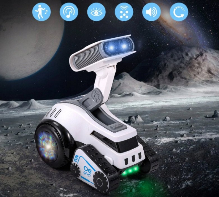 Robot rover interactiv copii muzica lumini dans engleza, 19x16x11 cm, educativ, alb [5]