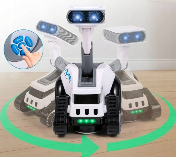 Robot rover interactiv copii muzica lumini dans engleza, 19x16x11 cm, educativ, alb [3]