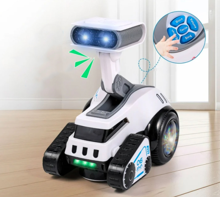 Robot rover interactiv copii muzica lumini dans engleza, 19x16x11 cm, educativ, alb [6]