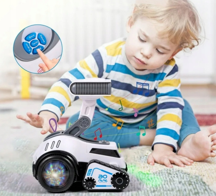 Robot rover interactiv copii muzica lumini dans engleza, 19x16x11 cm, educativ, alb [7]