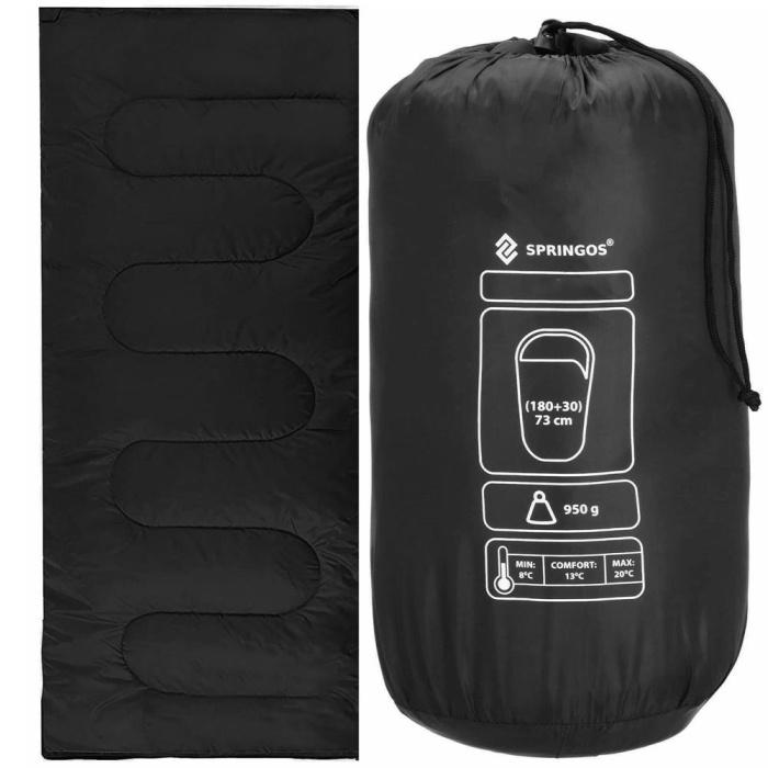 Sac de dormit, cu geanta de transport, 190x73cm, 10-25grade, culoare negru [18]