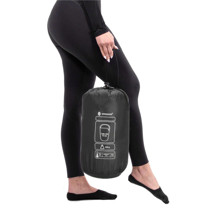Sac de dormit, cu geanta de transport, 190x73cm, 10-25grade, culoare negru [13]