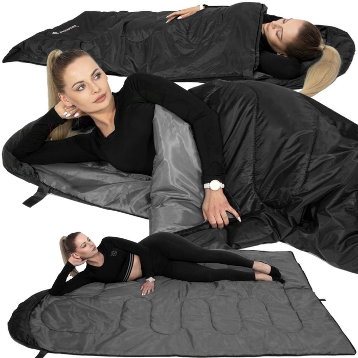 Sac de dormit tip mumie, cu geanta de transport, 210x73cm, 8-20grade, culoare negru [6]