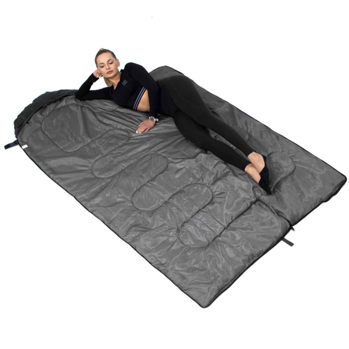 Sac de dormit tip mumie, cu geanta de transport, 210x73cm, 8-20grade, culoare negru [14]