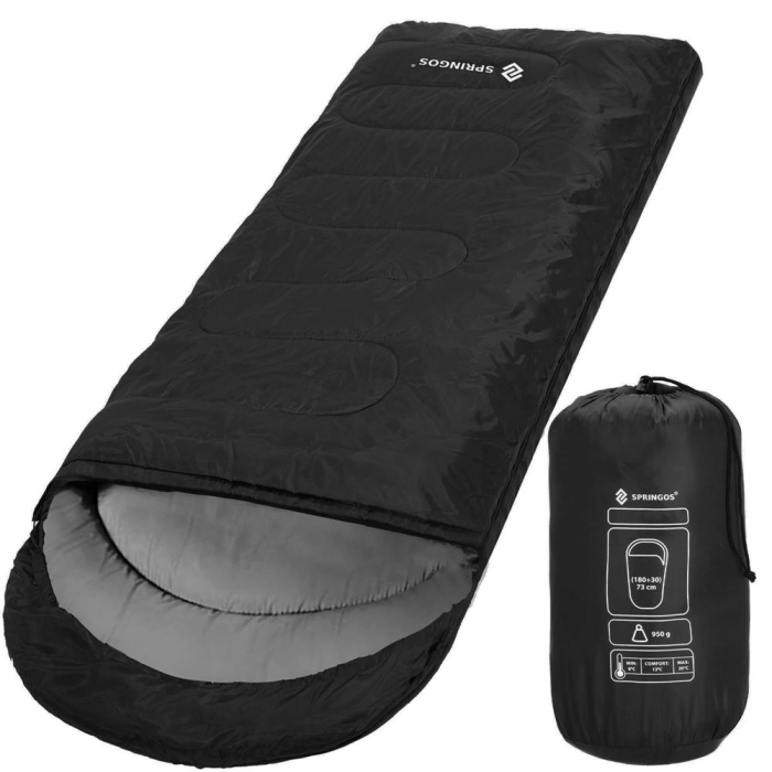 Sac de dormit tip mumie, cu geanta de transport, 210x73cm, 8-20grade, culoare negru [3]