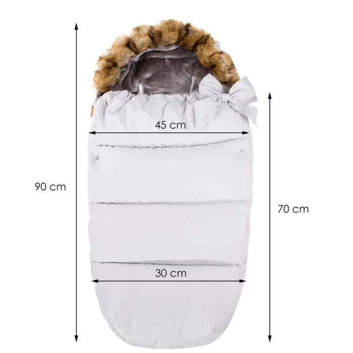 Sac iarna bebelusi carucior universal impermeabil fleece, 90x45 cm, protectie vant, gri [3]