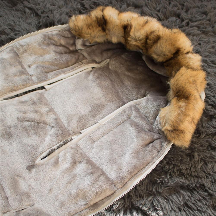 Sac iarna bebelusi carucior universal impermeabil fleece, 90x45 cm, protectie vant, gri [4]