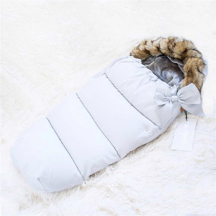 Sac iarna bebelusi carucior universal impermeabil fleece, 90x45 cm, protectie vant, gri [9]