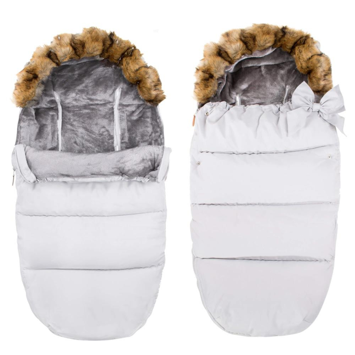 Sac iarna bebelusi carucior universal impermeabil fleece, 90x45 cm, protectie vant, gri [8]