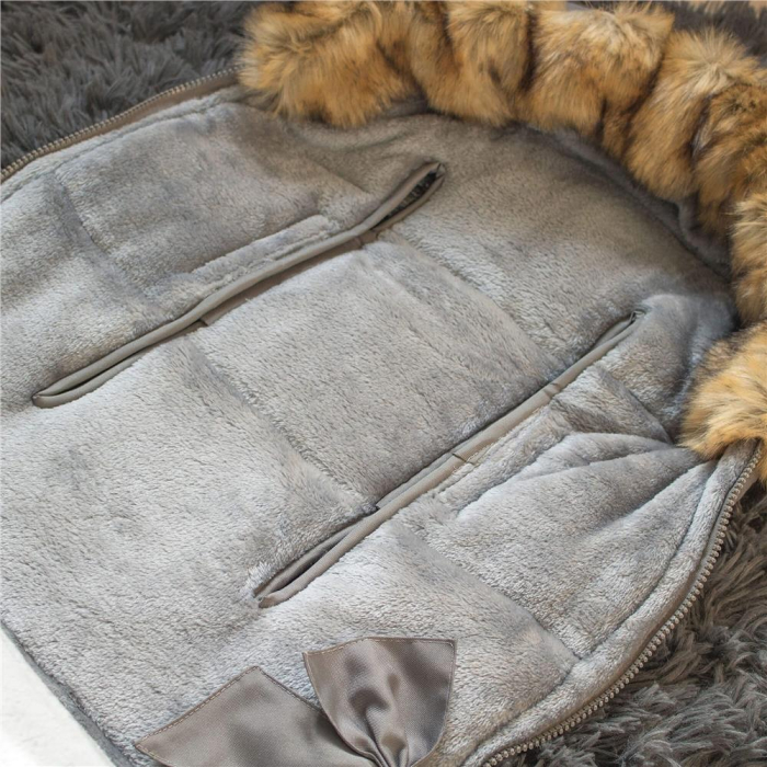 Sac iarna bebelusi carucior universal impermeabil fleece, 90x45 cm, protectie vant, gri inchis [9]