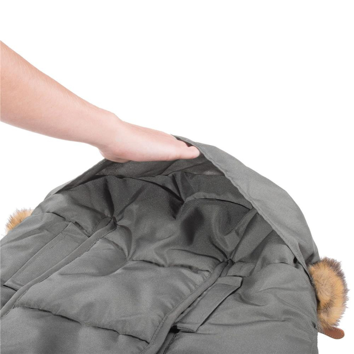 Sac iarna bebelusi carucior universal impermeabil fleece, 90x45 cm, protectie vant, gri inchis [6]