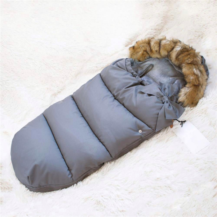 Sac iarna bebelusi carucior universal impermeabil fleece, 90x45 cm, protectie vant, gri inchis [11]