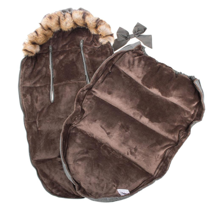 Sac iarna bebelusi carucior universal impermeabil fleece, 90x45 cm, protectie vant, gri inchis [3]