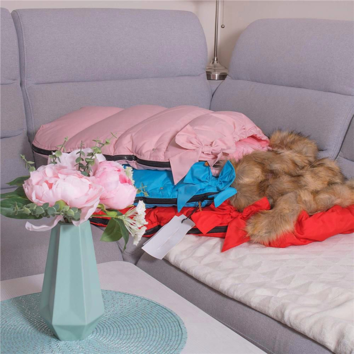 Sac iarna bebelusi carucior universal impermeabil fleece gluga, 90x45 cm, protectie vant, roz [4]